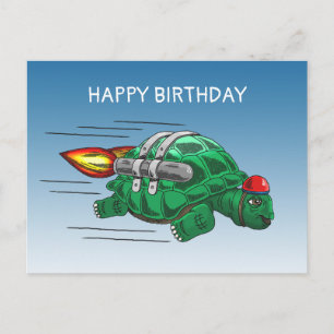 Speedy Rocket Turtle Postcard