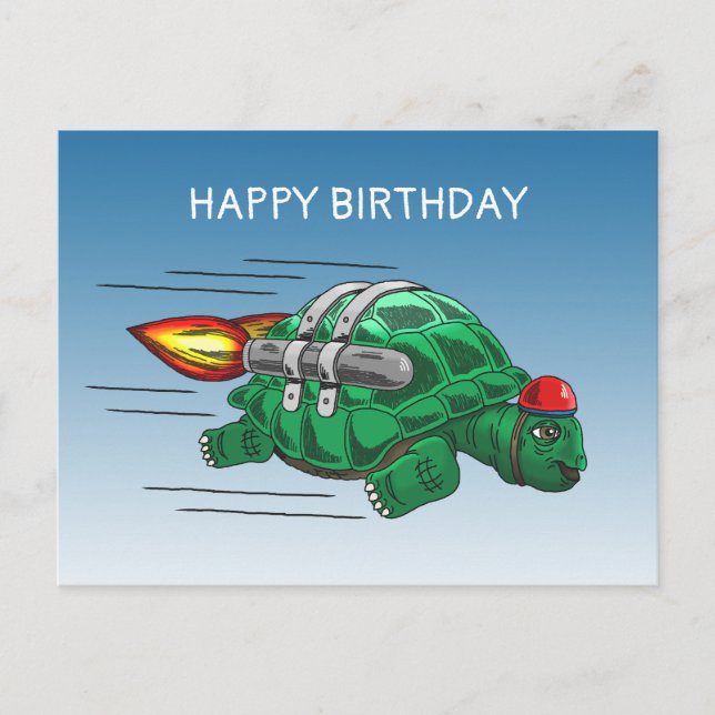 Speedy Rocket Turtle Postcard (Front)