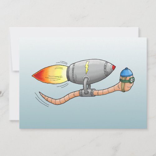 Speedy Rocket Worm Birthday Card