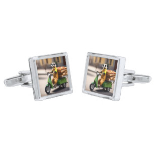 Speedy Service: Meerkat Delivers Pizza in Tuk-tuk Cufflinks