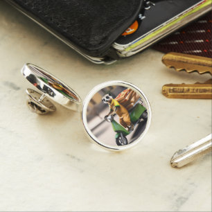 Speedy Service: Meerkat Delivers Pizza in Tuk-tuk Lapel Pin
