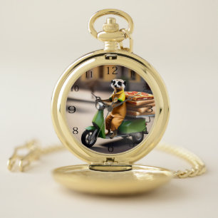 Speedy Service: Meerkat Delivers Pizza in Tuk-tuk Pocket Watch