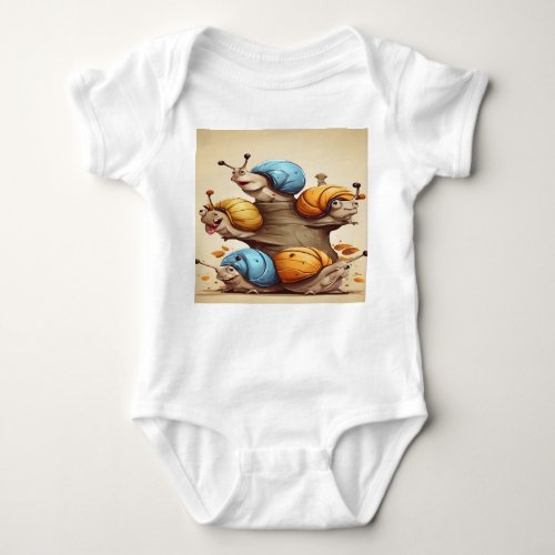 Speedy Snails Whimsical T_Shirt Designs for the R Baby Bodysuit