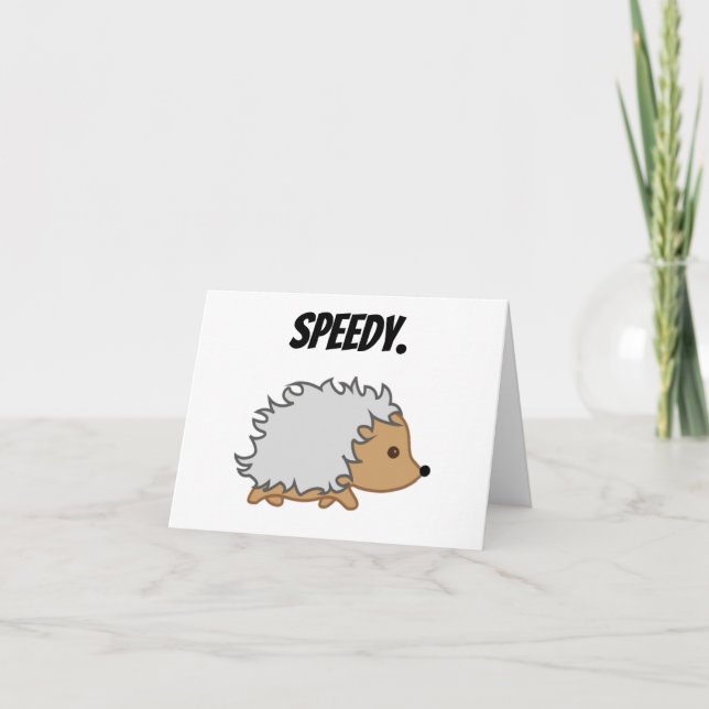 Speedy the Hedgehog,  Funny Fast Animal Cartoon Card (Front)