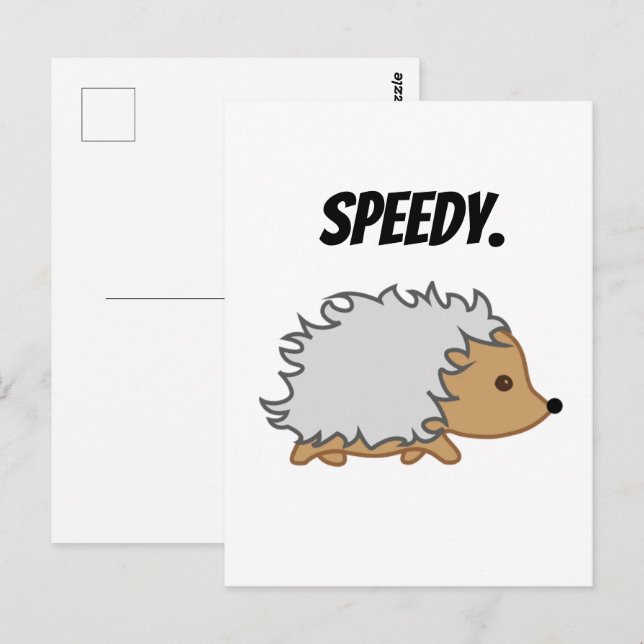 Speedy the Hedgehog,  Funny Fast Animal Cartoon Postcard (Front/Back)
