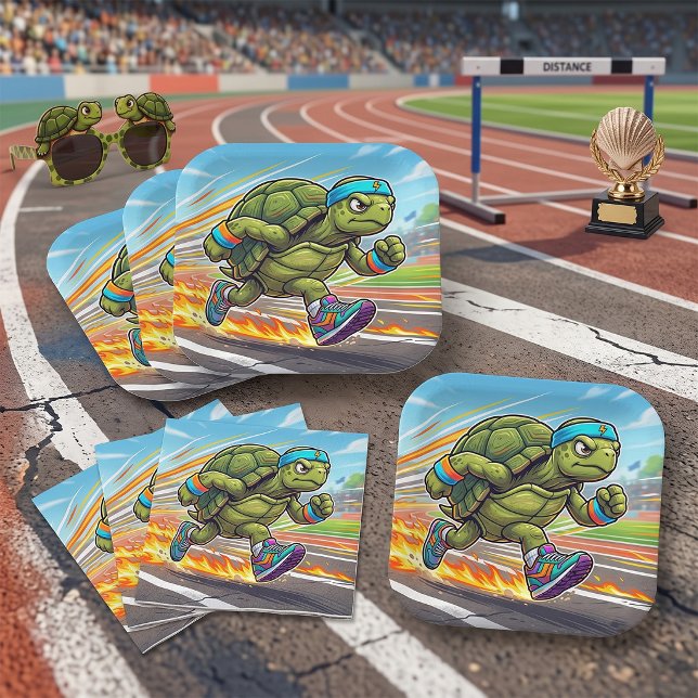 Speedy Turtle Sprinter Athletic Runner Paper Plates (Creator Uploaded)