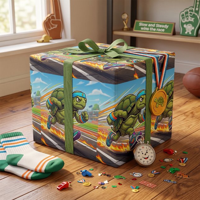Speedy Turtle Sprinter Athletic Runner Wrapping Paper (Creator Uploaded)