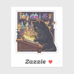 Spell Book Kitty – Magical Halloween Vinyl Sticker