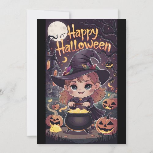 Spell Cauldron Happy Halloween  Holiday Card