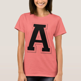 Spell it Out Initial Letter A Black Women's Ringer T-Shirt