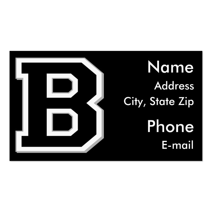 Spell it Out Initial Letter B Black Business Cards