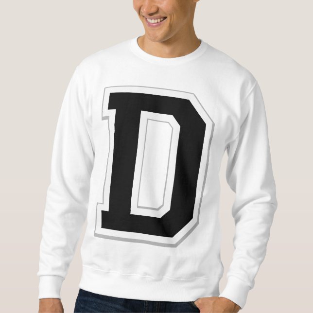 Spell it Out Initial Letter D Black Sweatshirt (Front)