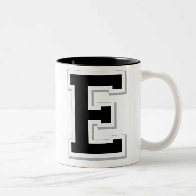 Spell it Out Initial Letter E Black Coffee Mug (Right)