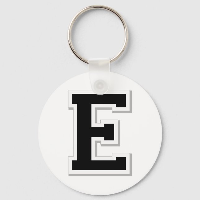 Spell it Out Initial Letter E in Black Key Chain (Front)