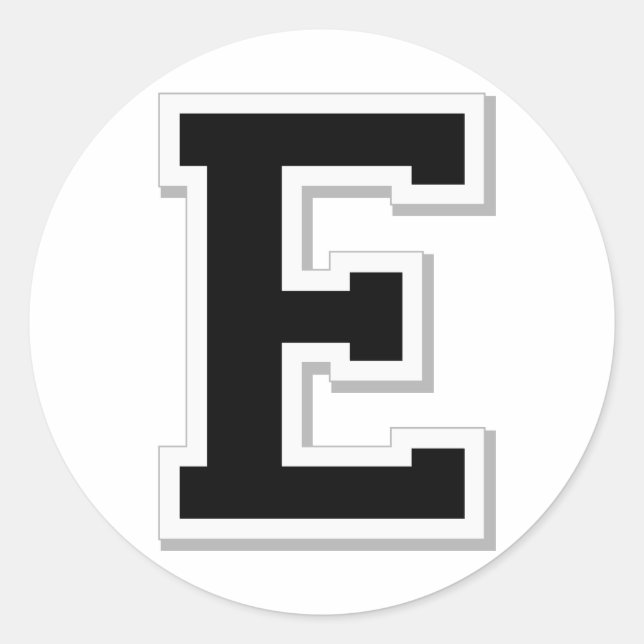 Spell it Out Initial Letter E in Black Stickers (Front)