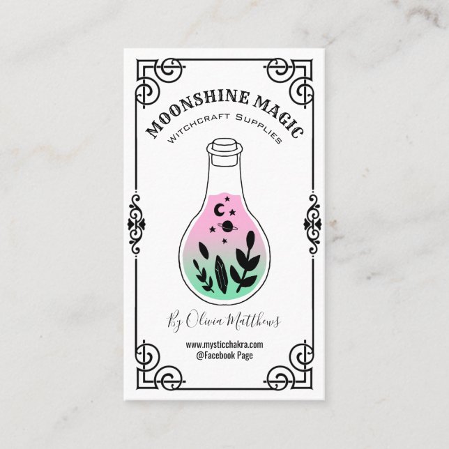 Spell Jar White Witchcraft Business Card (Front)