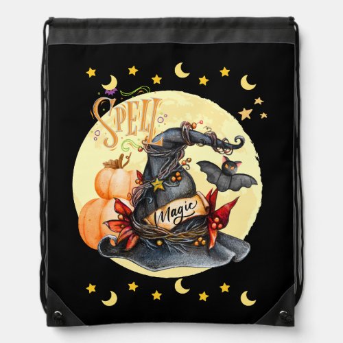 Spell Magical Witch Hat  Drawstring Bag