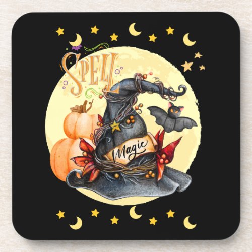 Spell Magical Witches Hat Halloween Coaster Sete 6