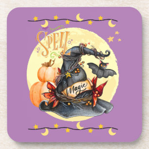 Spell Magical Witches Hat Halloween Coaster Sete 6