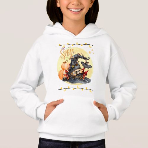 Spell Magical Witches Hat Halloween Girls Hoodie