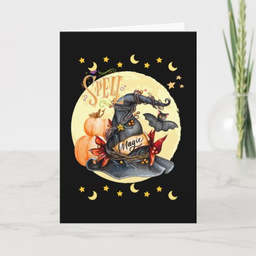 Spell Magical Witches Hat Halloween Greeting Card