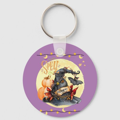Spell Magical Witches Hat Halloween   Keychain