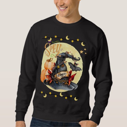 Spell Magical Witches Hat Halloween Mens Sweatshirt