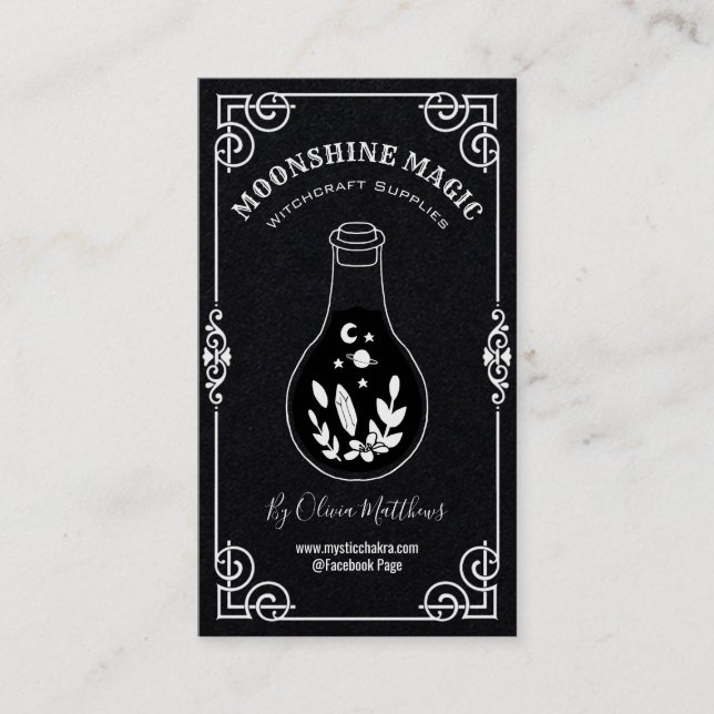Spell Potion Black Witchcraft Business Card (Front)