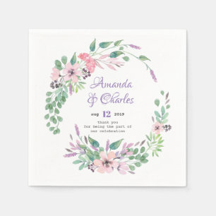 Spellbound Flowers Watercolors Wedding Wreath Napkins