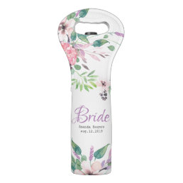 Spellbound Flowers Wreath-Bride Typography Wine Bag
