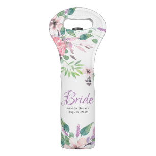 Spellbound Flowers Wreath-Bride Typography Wine Bag