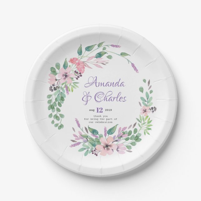 Spellbound Flowers Wreath Frame Paper Plates (Front)