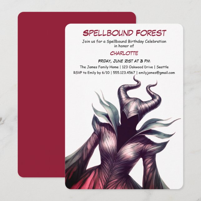 Spellbound Forest – Dark Fairy Birthday Party  Invitation (Front/Back)