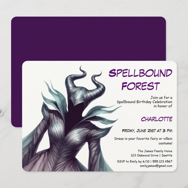 Spellbound Forest – Dark Fairy Birthday Party  Invitation (Front/Back)
