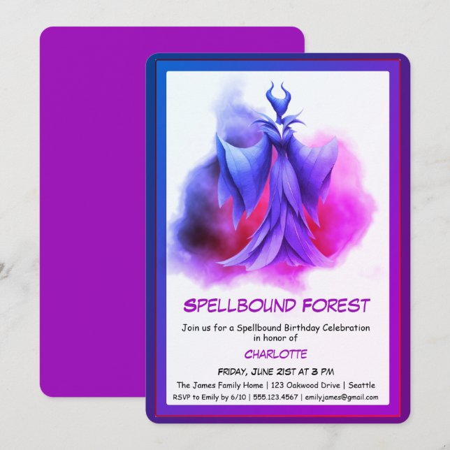 Spellbound Forest – Dark Fairy Birthday Party  Invitation (Front/Back)