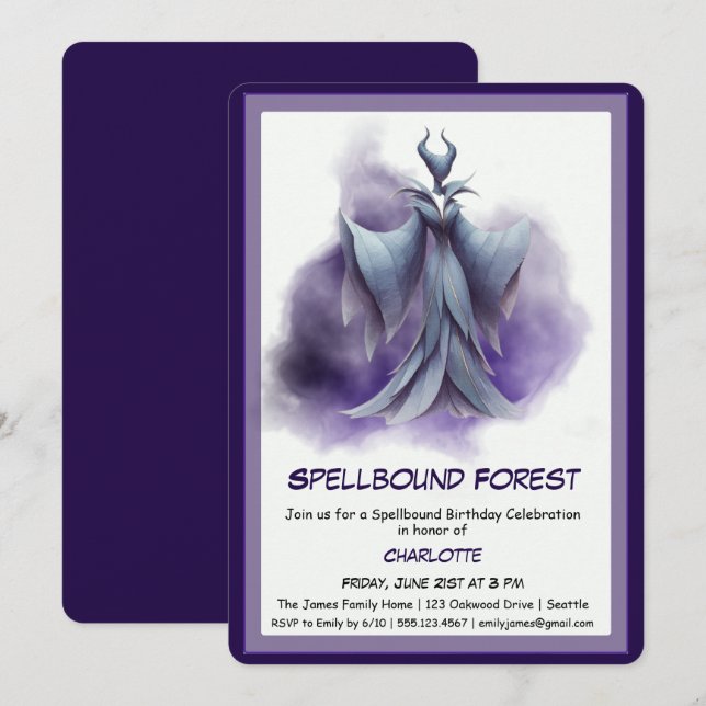 Spellbound Forest – Dark Fairy Birthday Party  Invitation (Front/Back)