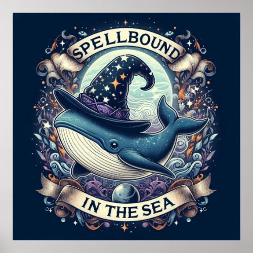 Spellbound in the Sea _ Magical Whale Poster