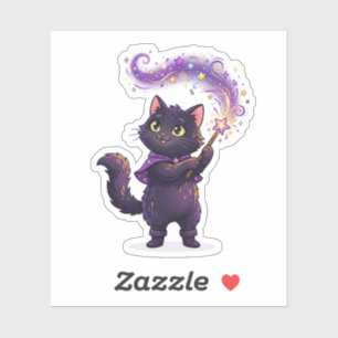 Spellcaster Black Cat Magical Wizard Halloween Sticker