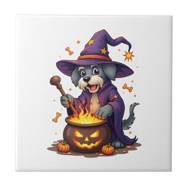 Spellcasting Schnauzer Ceramic Tile (Front)