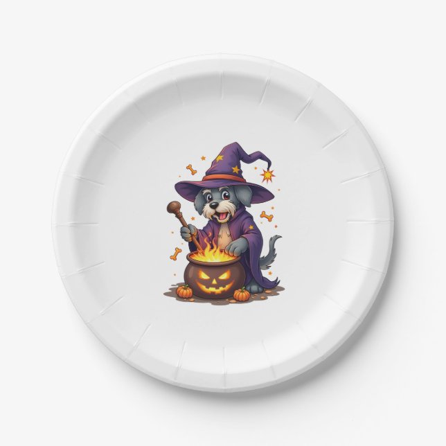 Spellcasting Schnauzer Paper Plates (Front)