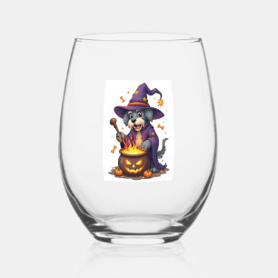 Spellcasting Schnauzer Stemless Wine Glass