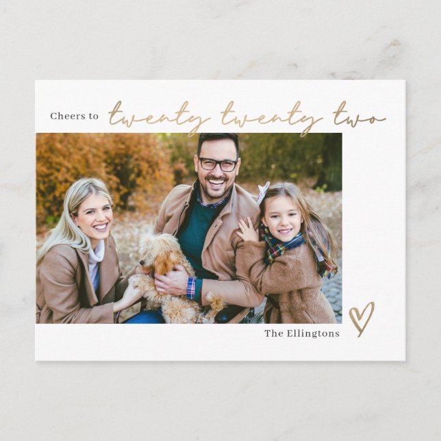 Spelled Year Editable Color New Year Postcard (Front)