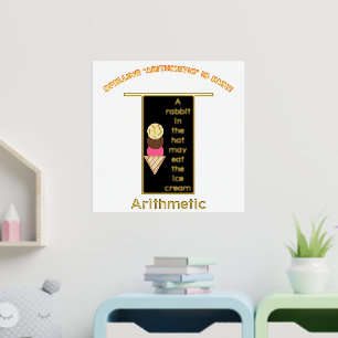 Spelling Arithmetic Magic Hat Ice Cream Gold Foil Prints