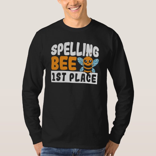 Spelling Bee 1st Place School Spelling Bee T-Shirt (Front)