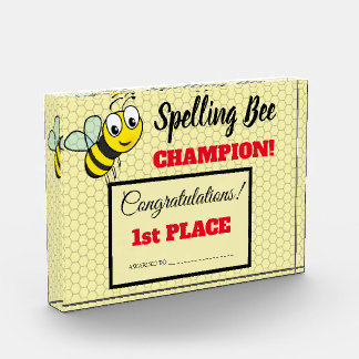 Spelling Bee Award First Place Champion School Photo Block