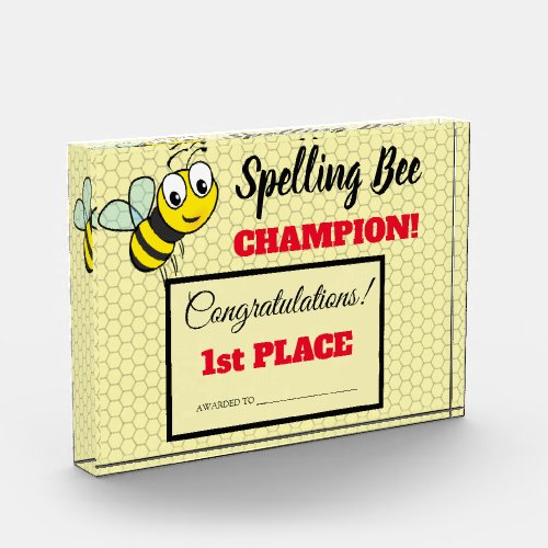 Spelling Bee Award First Place Champion School Photo Block