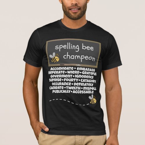 Spelling Bee Champeon Misspelled Words T_Shirt