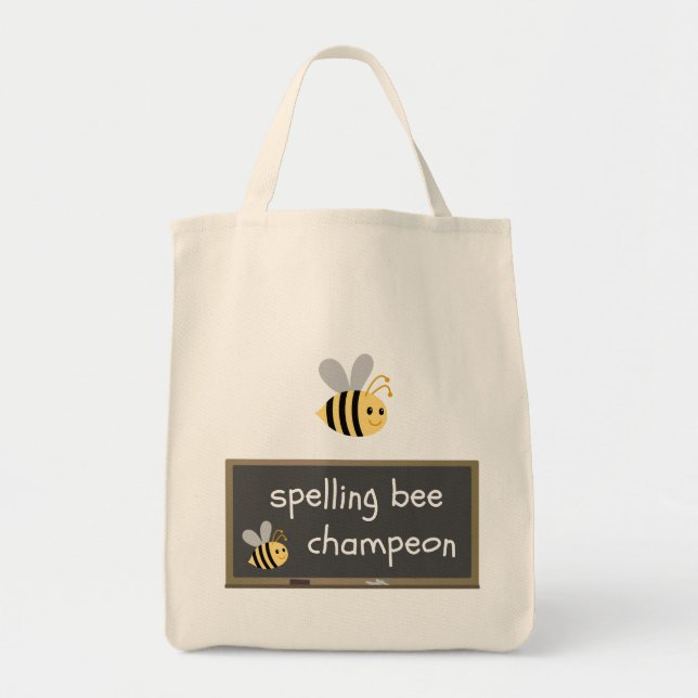 Spelling Bee Champeon Misspelling Humor Tote Bag (Front)