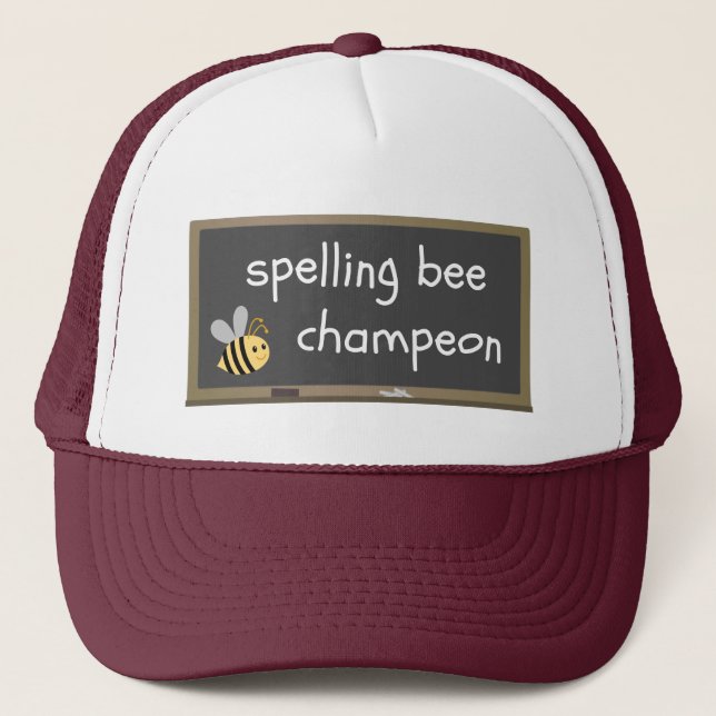 Spelling Bee Champeon Misspelling Humor Trucker Hat (Front)