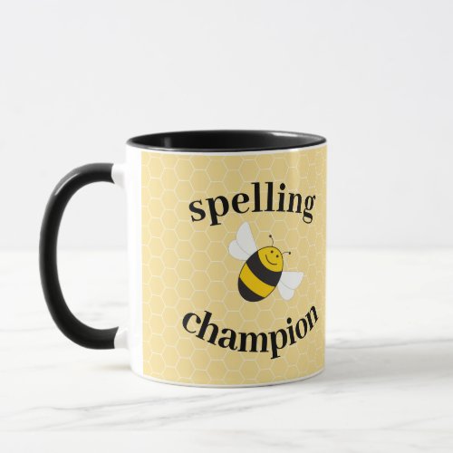 Spelling bee champion award for school competition mug